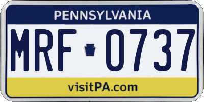 PA license plate MRF0737
