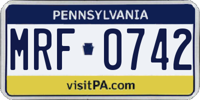PA license plate MRF0742
