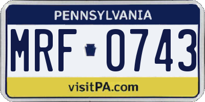 PA license plate MRF0743