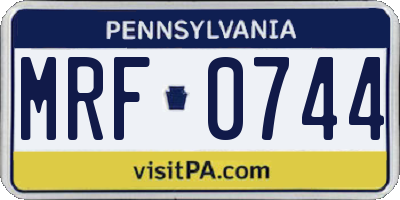 PA license plate MRF0744