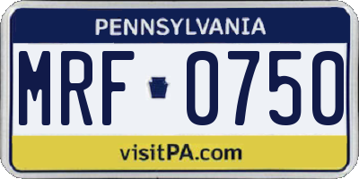 PA license plate MRF0750