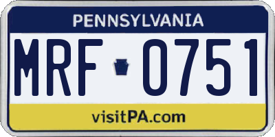 PA license plate MRF0751
