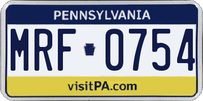 PA license plate MRF0754