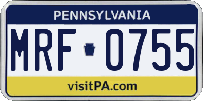 PA license plate MRF0755