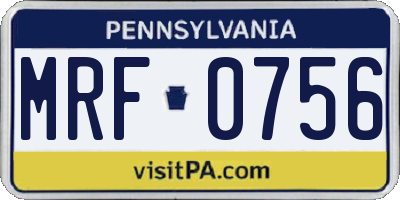 PA license plate MRF0756