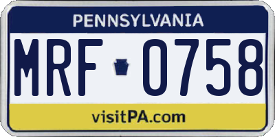 PA license plate MRF0758