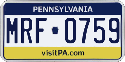 PA license plate MRF0759