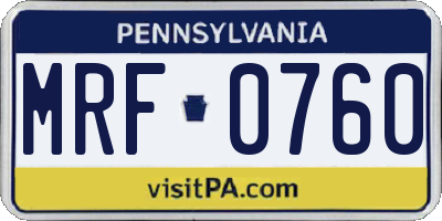 PA license plate MRF0760