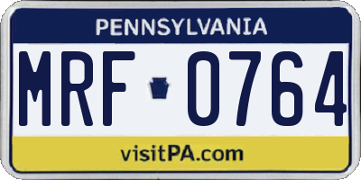 PA license plate MRF0764