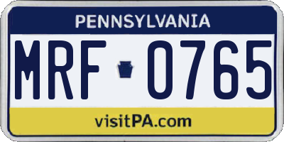 PA license plate MRF0765