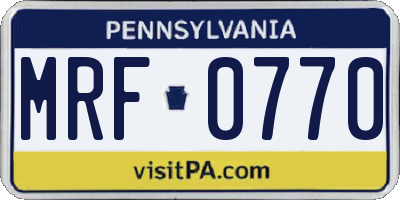 PA license plate MRF0770