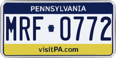 PA license plate MRF0772