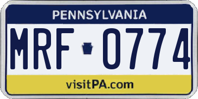 PA license plate MRF0774