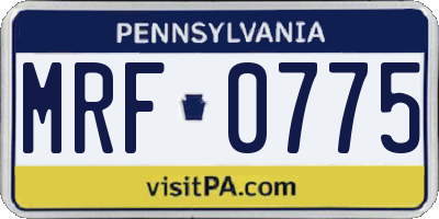 PA license plate MRF0775