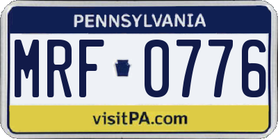 PA license plate MRF0776
