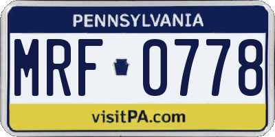 PA license plate MRF0778