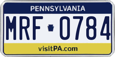 PA license plate MRF0784