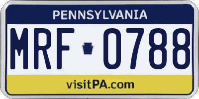 PA license plate MRF0788