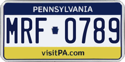 PA license plate MRF0789