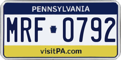 PA license plate MRF0792