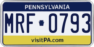 PA license plate MRF0793