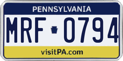 PA license plate MRF0794
