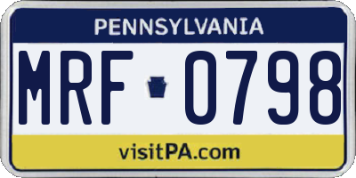 PA license plate MRF0798