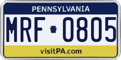 PA license plate MRF0805