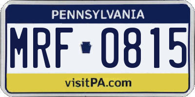PA license plate MRF0815