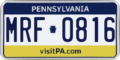 PA license plate MRF0816