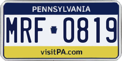 PA license plate MRF0819