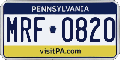 PA license plate MRF0820