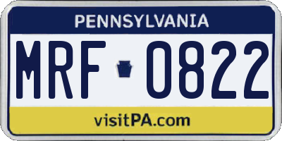 PA license plate MRF0822