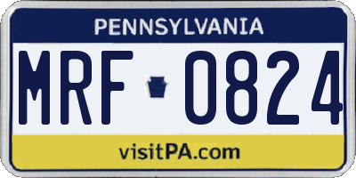 PA license plate MRF0824