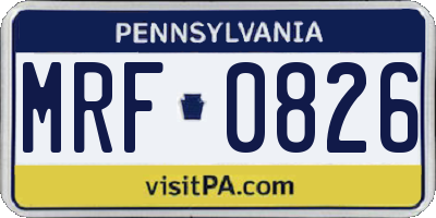 PA license plate MRF0826