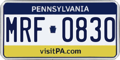 PA license plate MRF0830