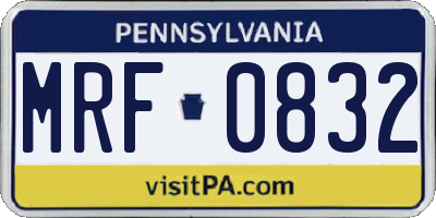 PA license plate MRF0832