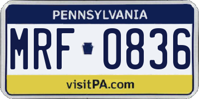 PA license plate MRF0836