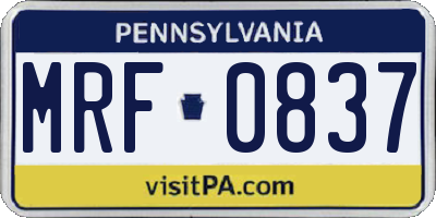 PA license plate MRF0837