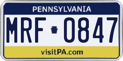 PA license plate MRF0847