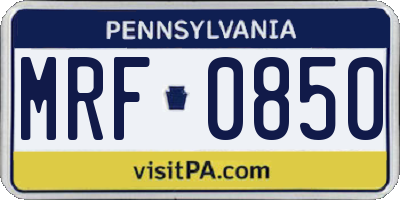 PA license plate MRF0850