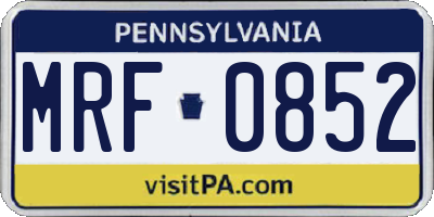 PA license plate MRF0852