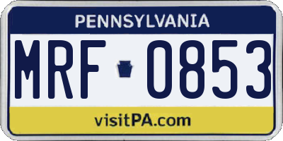 PA license plate MRF0853