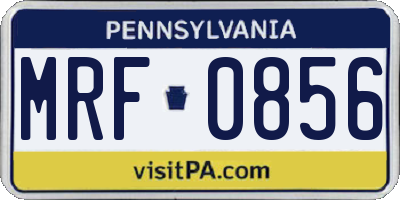 PA license plate MRF0856