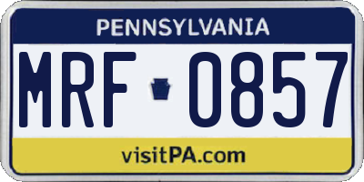 PA license plate MRF0857