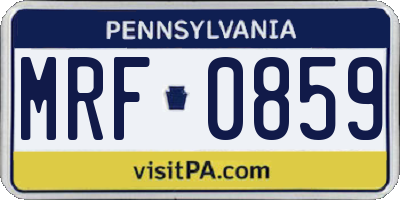 PA license plate MRF0859