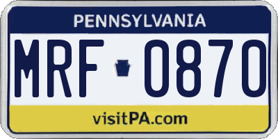 PA license plate MRF0870