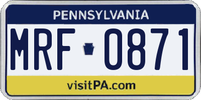 PA license plate MRF0871