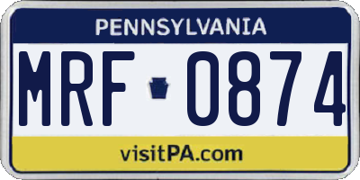 PA license plate MRF0874