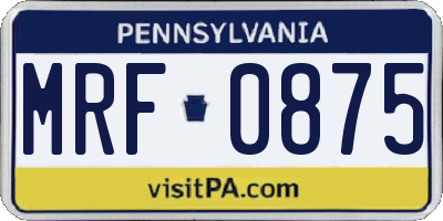 PA license plate MRF0875